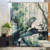 Green Iguana Shower Curtain - Animal Theme, Natural Landscape Design, Polyester Bathroom Decor,  12 Hooks