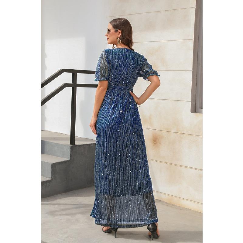 New V-neck High-waisted Strappy Split Long Dresses