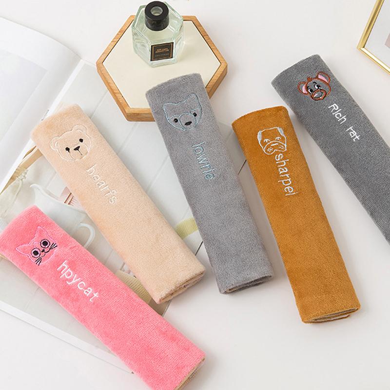 Universal Car Seat Belt Cover Plush Cute Cartoon Car Safety Belt Cover Shoulder Pad For Kids Adults Car Interior Accessories
