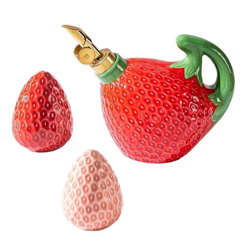 Ceramic Strawberry Oil And Vinegar Dispenser With Creative Kitchen Decor For Home Chefs