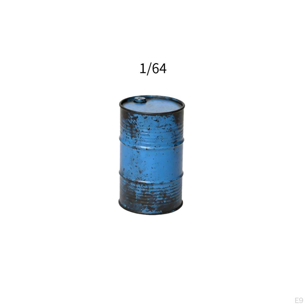 Oil Barrel Model Decoration Accessories 1/64 Compact Collectible Miniature Sculpture Weathered for