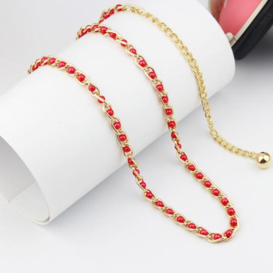 Waist Belt Beads Decoration Adjustable Faux Pearl Dress Waist Belt for Women