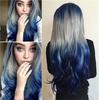Synthetic Hair Long Blue Ombre Gray Wig Wavy Women's Costume Wigs Lolita Cosplay Wig Pelucas Rainbow Wig
