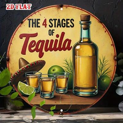 Vintage Tequila Bottle Metal Tin Sign Wall Art Rustic Home Decor Plaque