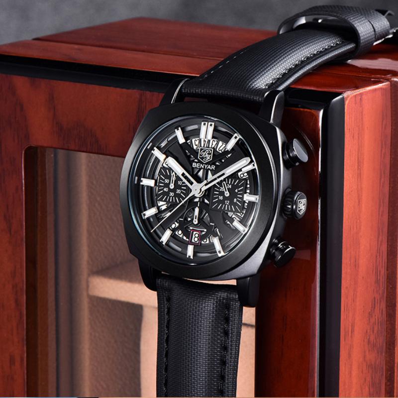 BENYAR Men's Fashion Sports Multi Functional Waterproof Calendar Business Quartz Watch