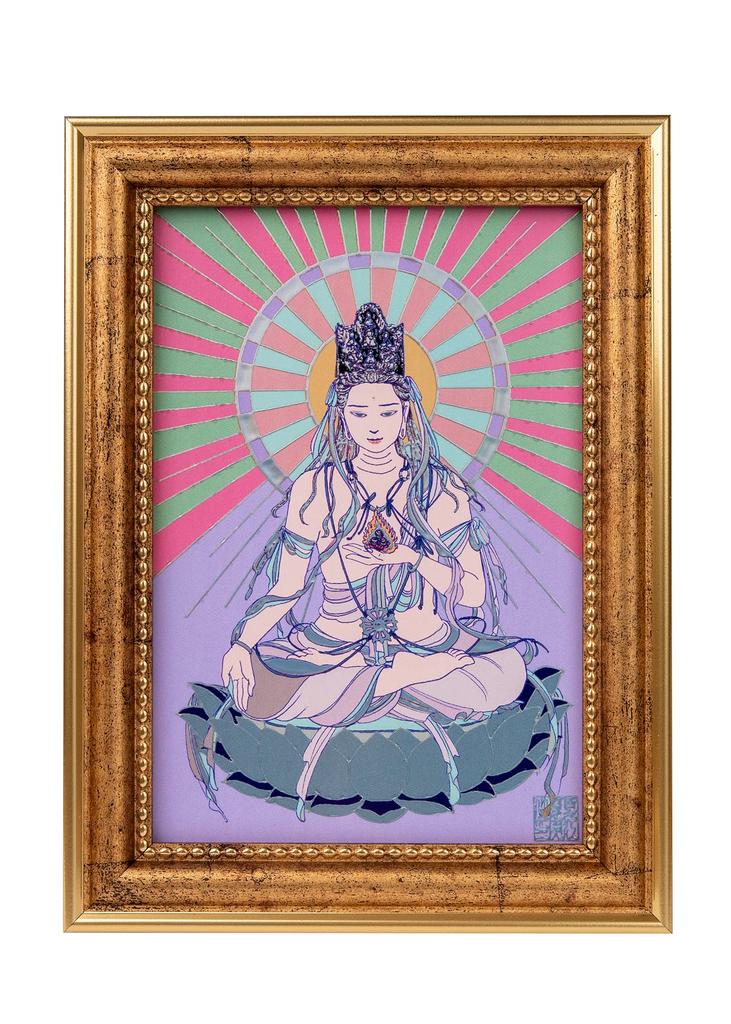 Kokuzo Bódhisattva v roce buvola a tygr Mami Natsue hodně štěstí strážce Hlavní obrazový umělecký rám na Mount Born v roce buvola