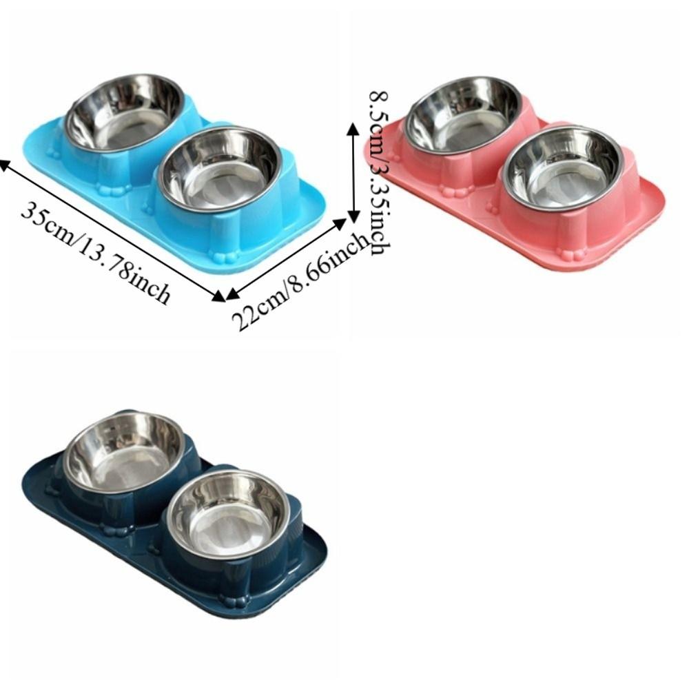 Detachable Stainless Steel Pet Bowl Anti-Overturning Pet Water Dispenser Double Pet Bowl Travel