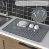 Drain Mat Silicone Multiple Usage Heat-resistant Anti-skid Leakproof Kitchen Counter Sink Bar Bottle Cup Dish Drying Pad Electric Cooktop Protection