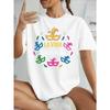 Taglie Europee T-shirt Spagnola di Carnevale da Donna - Slogan "Vida es un Carnaval" & Stampa Maschera Veneziana, Manica Corta Girocollo