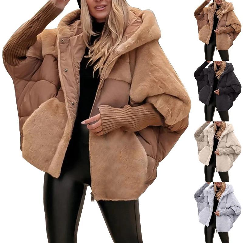 Winter Women's Loose Cotton Coat Loose Leisure Coat Comfort Chic Long Sleeve Hooded Jacket