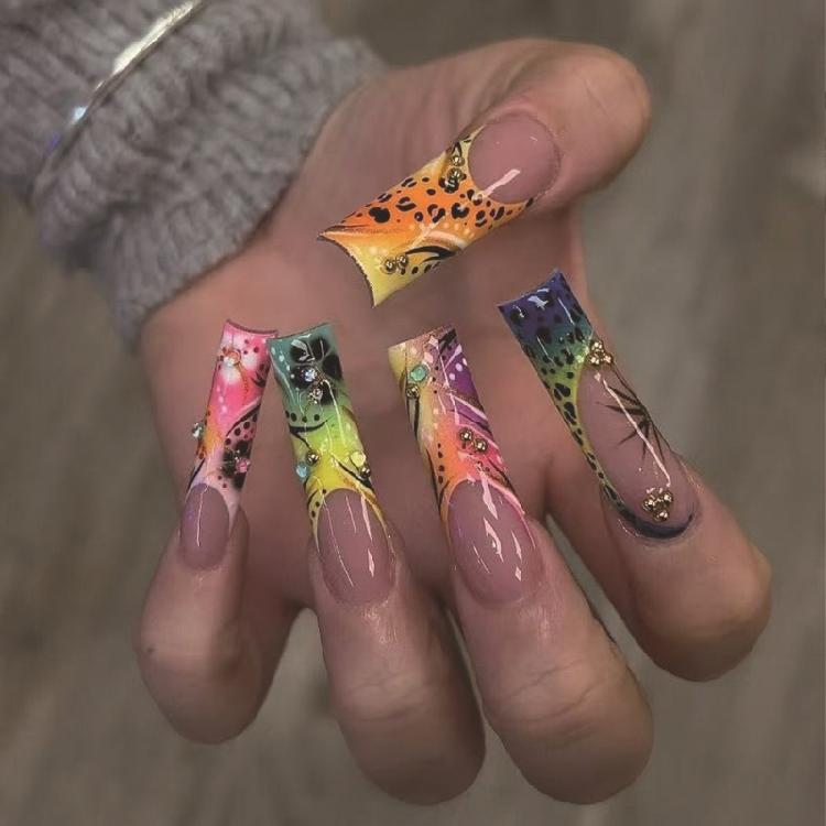 Puntas de Uñas Stiletto Pegamento para Uñas Postizas Palillo para Uñas Uñas Adhesivas Uñas a Presión Uña Artificial Falsa para Regalos de Mujeres y Niñas