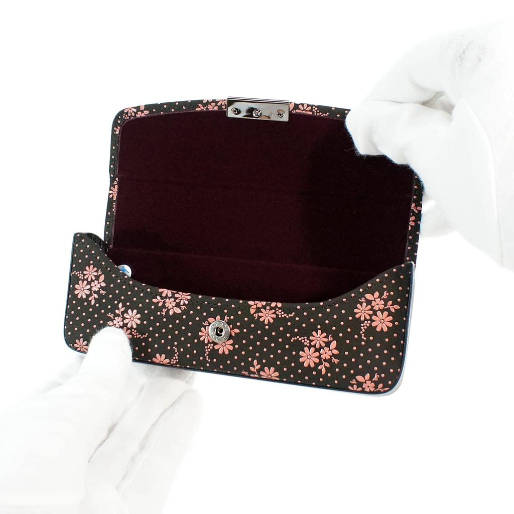 Inden H Brillenetui Hirschleder Schwarz x Rosa Lack Kosmos-Muster [Indenya] 4206-51-175