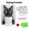 5D Pearl Painting Kit Framed with Funny Black Cat Toilet Paper Design Sparkling Bead Art Canvas DIY Relaxing Craft for Wall Decor Gift