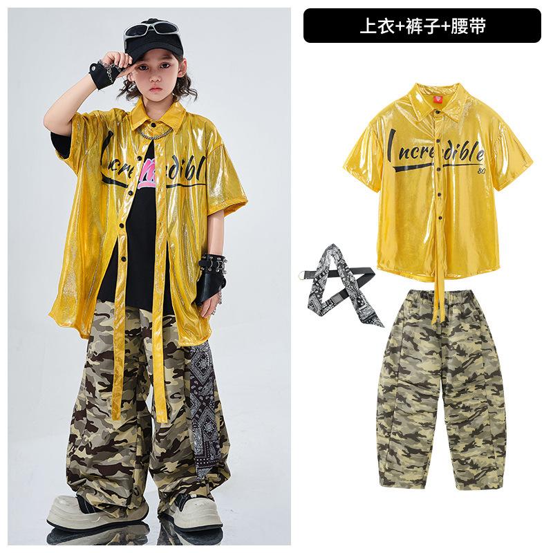 Children'S Hip-Hop Trendy Clothes Boys' Hip-Hop Fried Street Hiphop Performance Clothes Are Trendy And Cool Children'S Summer Two-Piece Short Sleeves