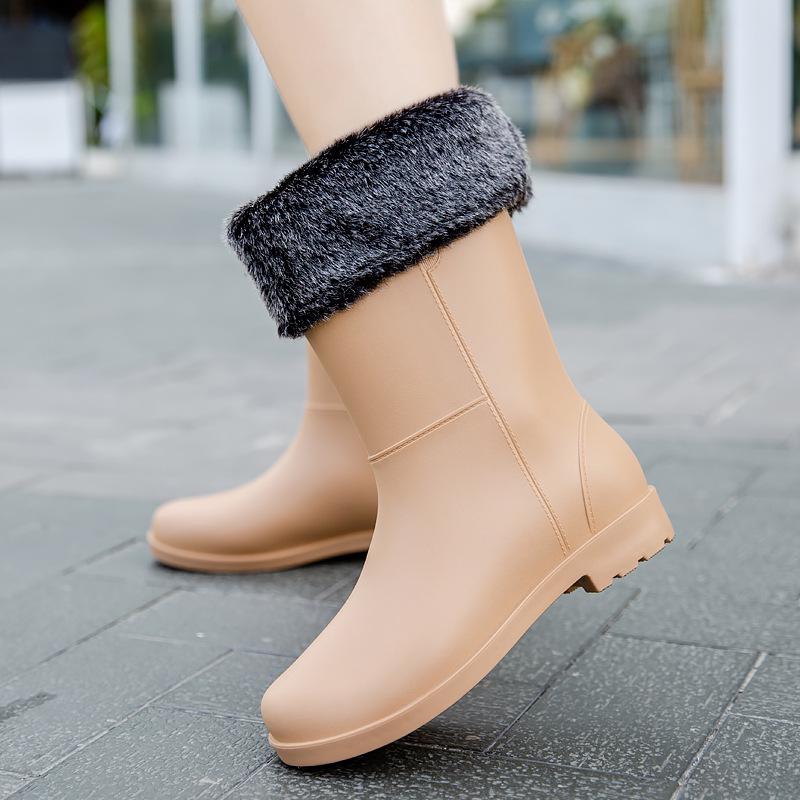 Wasserdichte Rutschfeste Damen-Regenstiefel mit dicker Sohle und Kordelzug