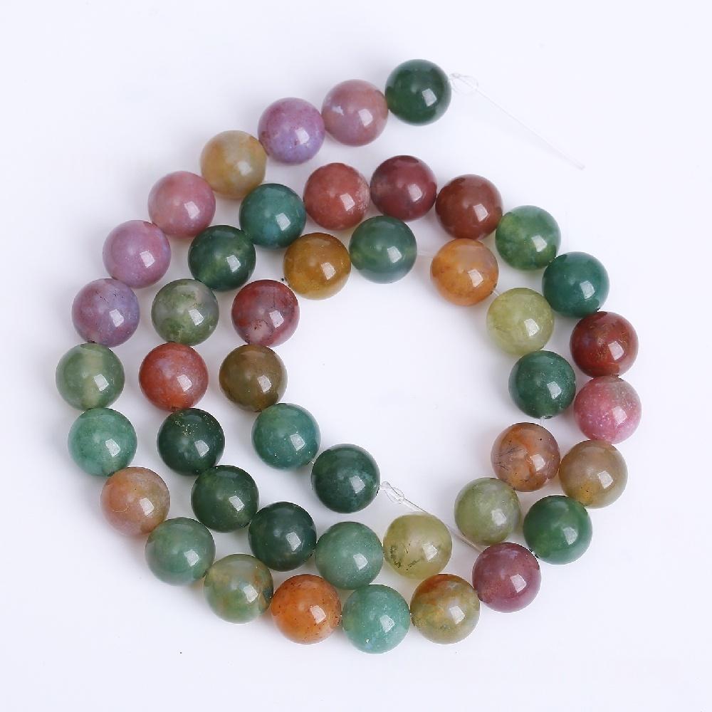 Indian Agates Stone Natural Round Beads 15"Strand Smooth Loose Spacer Beads 4/6/8/10/12mm for Jewelry Making DIY Bracelets Accessories