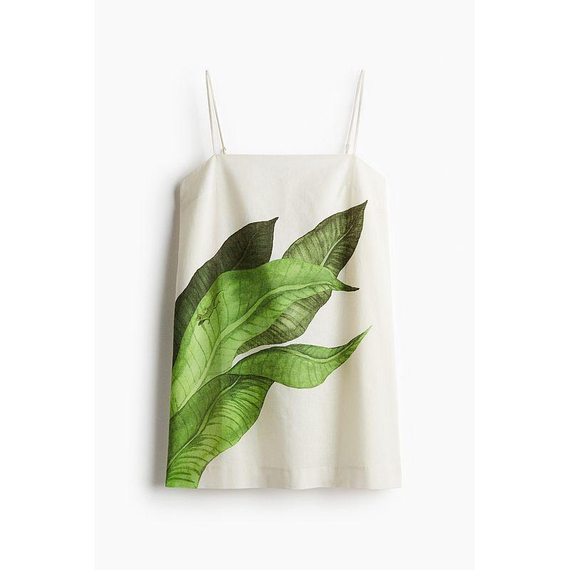 

HM 2025 Summer New Arrival Women s Clothing Fashion Casual Linen Blended Sling Dress 1296803 Green 170/104(L)