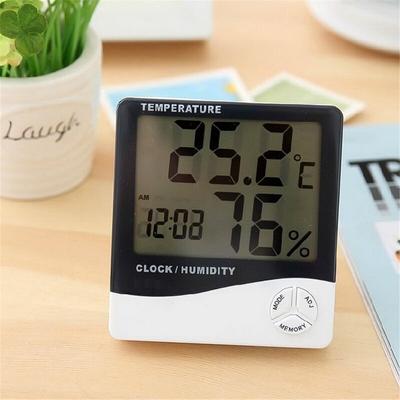 2 em 1 LCD Digital Temperatura Umidade Medidores Home Indoor Outdoor Termômetro com Relógio