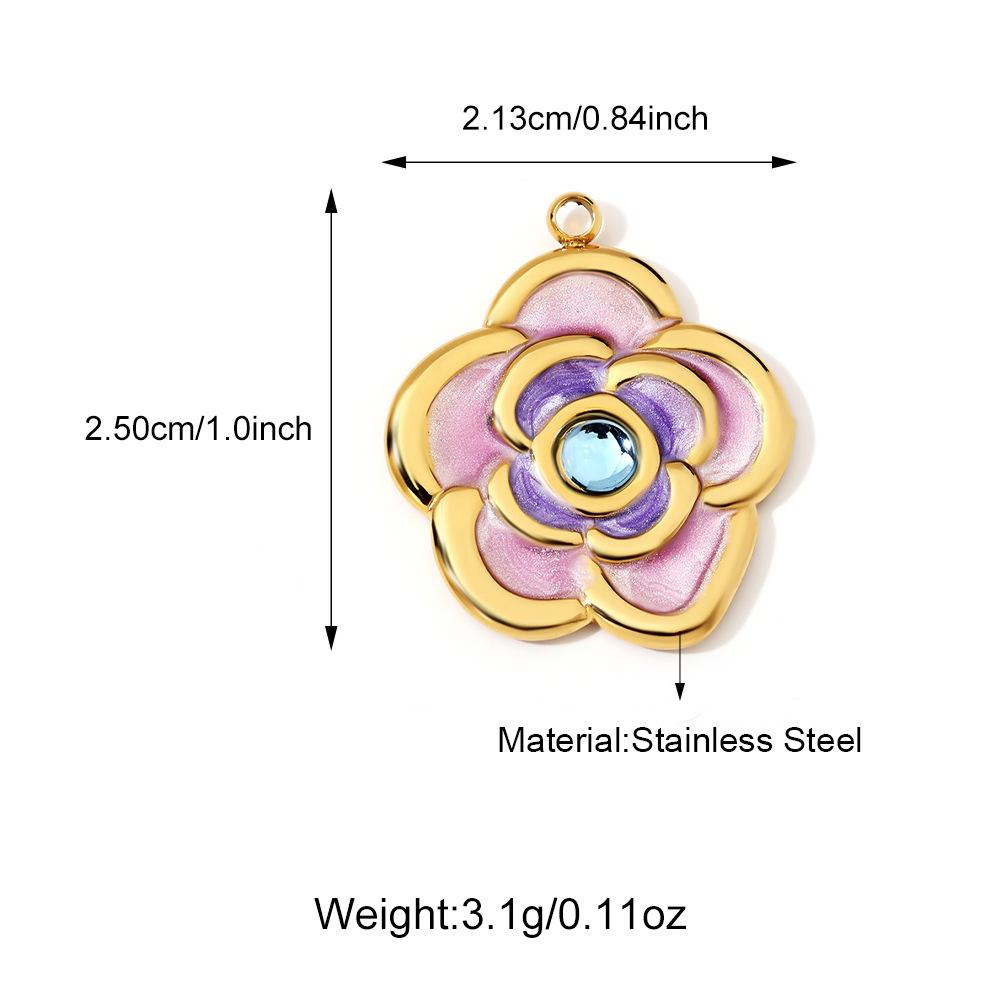 Three-Dimensional Rose Devil's Eye Cross Stainless Steel Pendants for DIY Necklaces