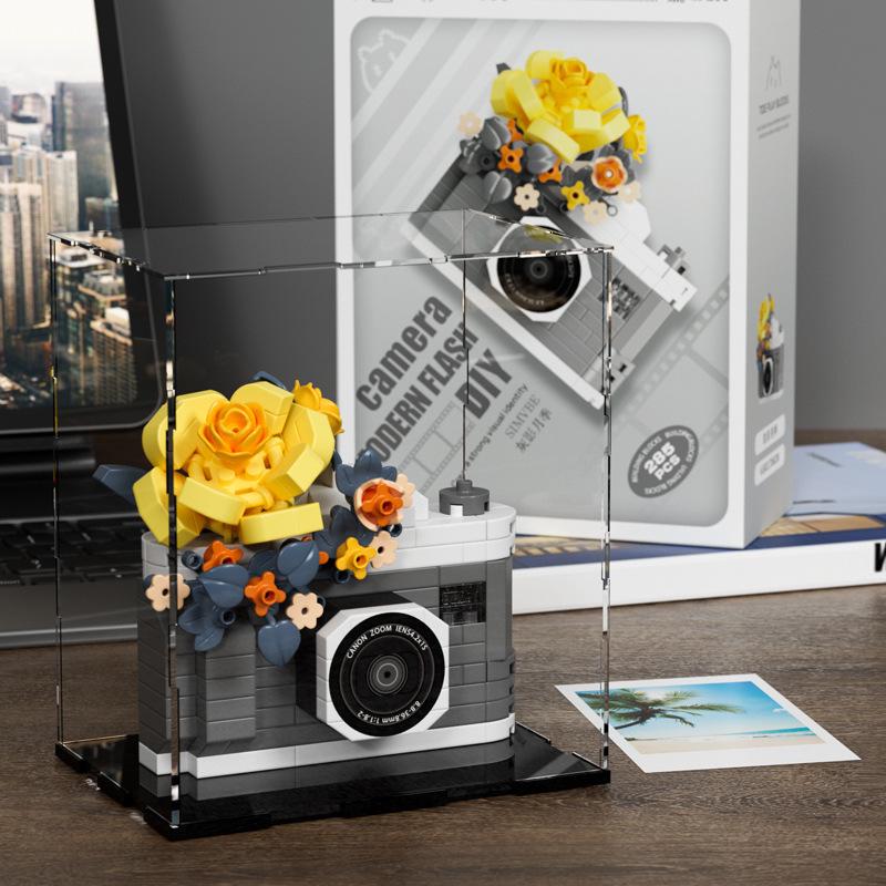 LEGO-Compatible SLR Camera Flower Building Blocks - Creative Educational Toy for Children and Trendy Decor Gift