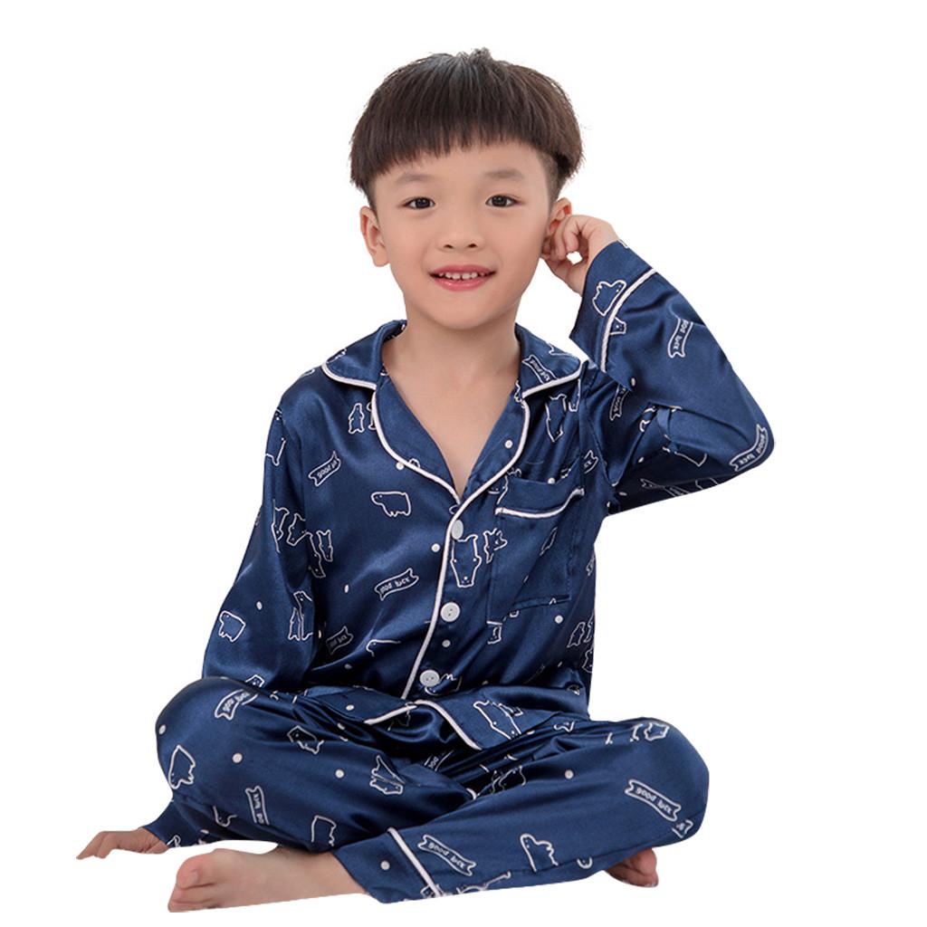 Toddler Kids Baby Boys Girls Cartoon  Tops+Pants Pajamas Sleepwear Outfits