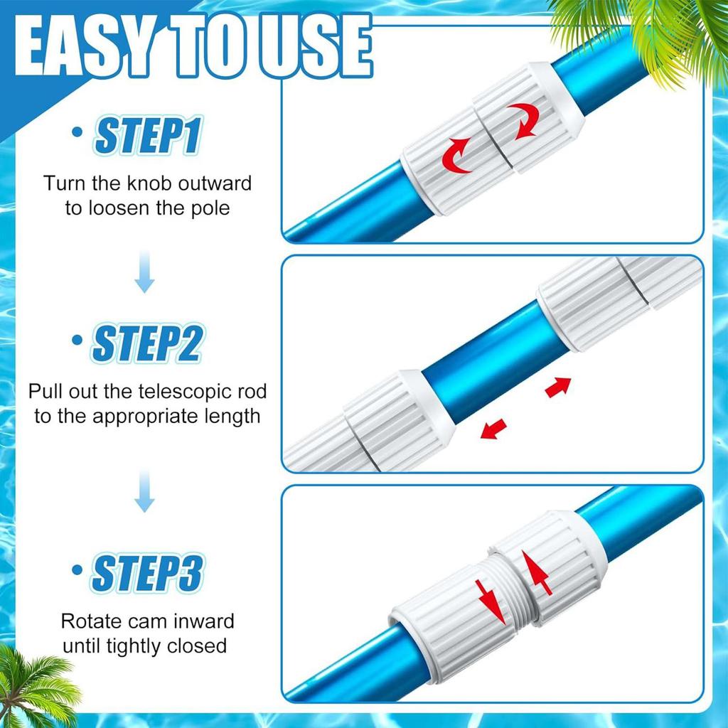 2pcs Pool Telescopic Pole Joint Connector Replacement Parts Pool Telescoping Pole Cam Lock Telescoping Handle Grip Rod Accessory