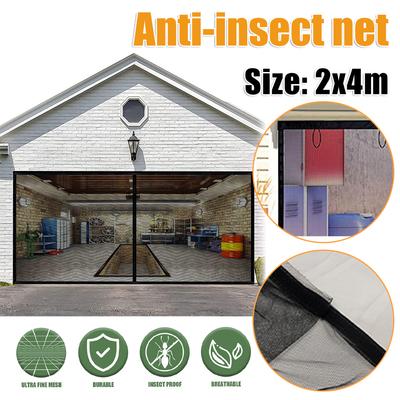 2x4M Seamless Garage Door Curtain Mosquito Net Retractable Bug Barrier Black Mesh Screen Anti Fly Insect Screen Summer Supplies
