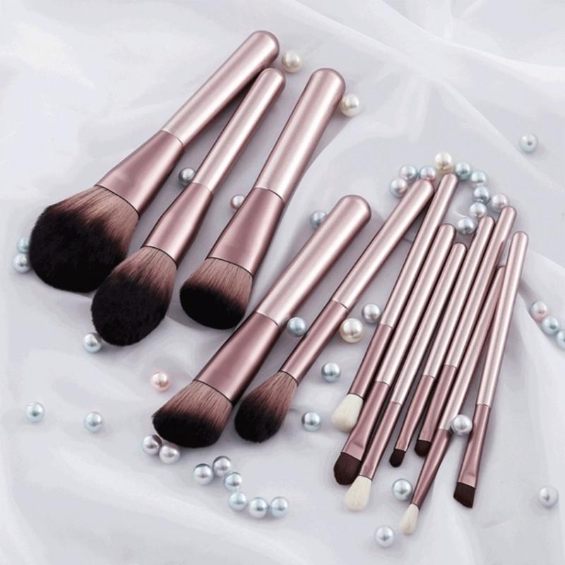 12 Pcs Cosmetic Brush Set with Storage Bag Makeup Brush Set Eye Shadow Brush Basic Essentials Brush Set Concealer Brush