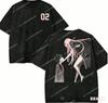 Darling in the Franxx Zero Two Hiro Anime T-shirt Lavé Hommes Femmes Vintage Surdimensionné Streetwear Harajuku Décontracté Coton T-shirt