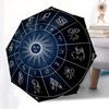 Tierkreisrad Astrologie Diagramm DekorRegenschirm, Tragbarer 3-Fach Kompakter Regenschirm für Männer & Frauen Geschenk