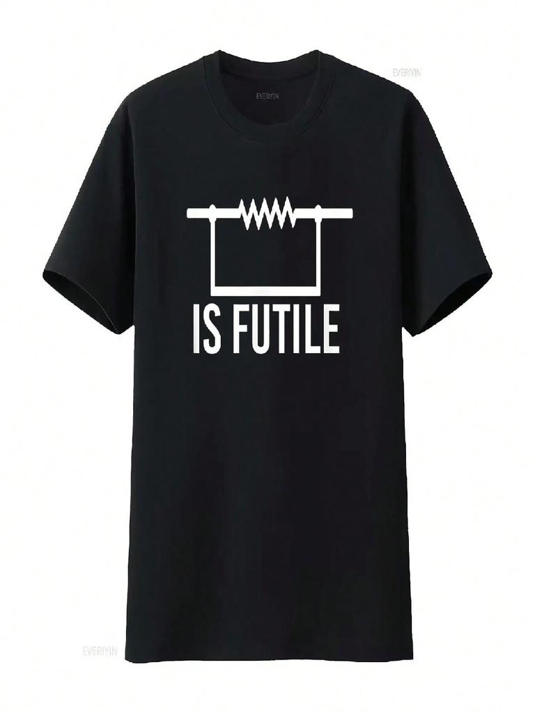 Resistance Is Futile T Shirt Vintage Washed Top For Everyday Wear Casual Unisex Soft Versatile Breathable Comfortable Fashion