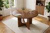 Round Dining Table, 120 x 120 cm, Suitable for 4-6 People, Classic Design, Scandinavian-Minimalist Style, Walnut Wood Color (without chair)