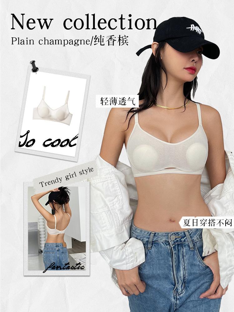 Underwear thin women's large breasts show small hollow underwear upper support comfortable collection of breasts anti-sagging gathering sexy bra cover