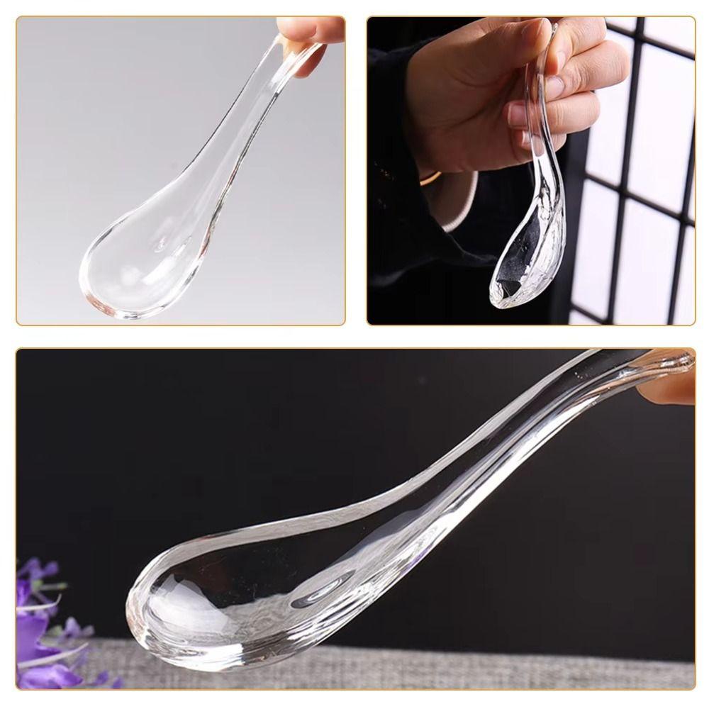 Transparent Crystal Glass Spoon Elegant Dessert Teaspoons Kitchen Accessories Serving Spoons Bar