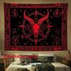 2D Dark Satanic Goat Head Tapestry Red Pentagram Occult Symbols Witchcraft Wall Decor
