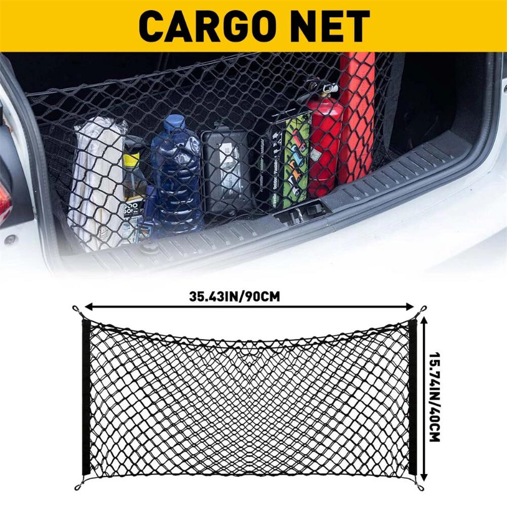 90x40cm Elastic Nylon Net Rear Trunk Luggage Storage For Car SUV Cargo Holder Organizer Parts Accessories