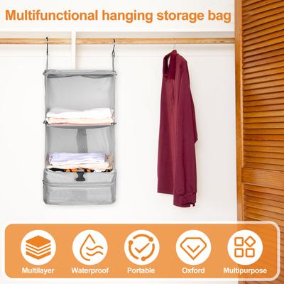Travel Luggage Organizer Large Capacity Portable Hanging Travel Shelves Foldable Breathable Garment Organizers Bag for Suitcase