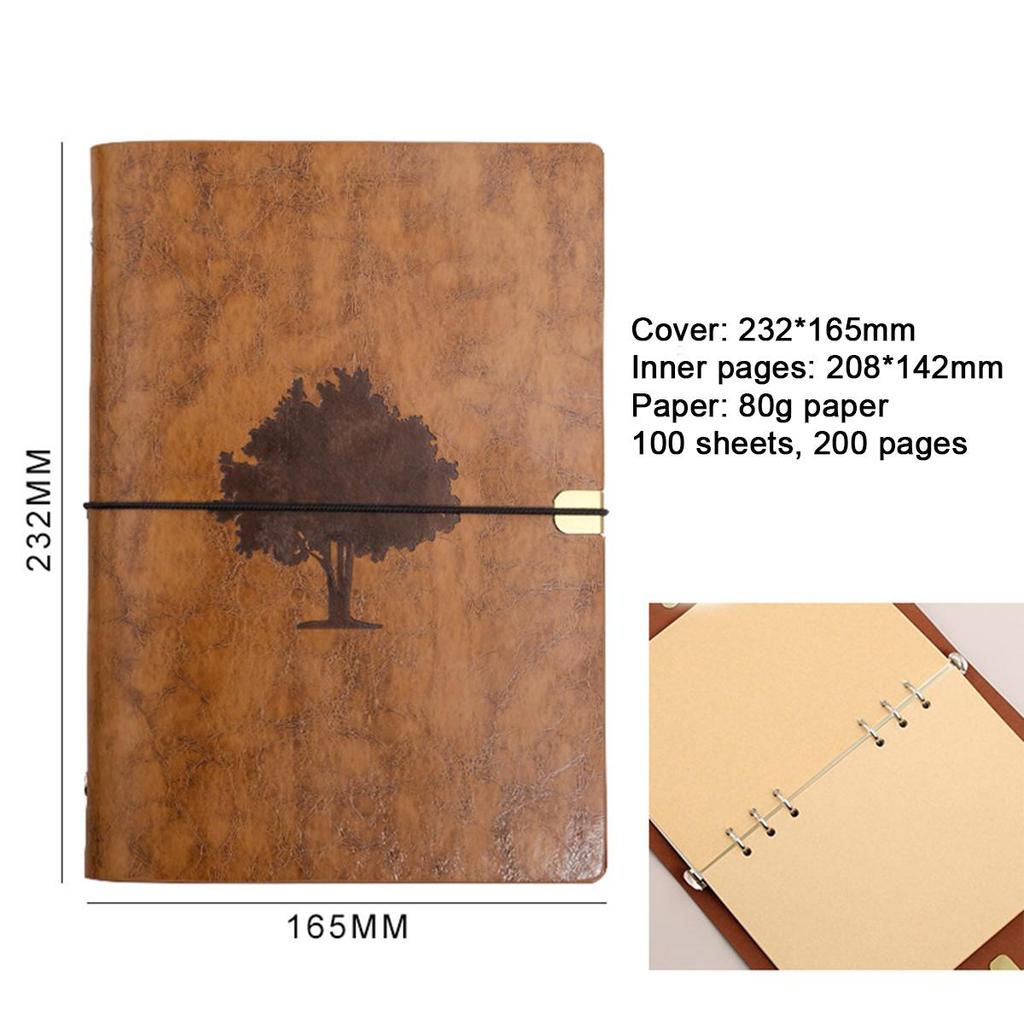 (Logo engraving possible) Leather A5 loose-leaf notebook, lined/blank pages, student diary, subject notebook, travel diary, work notebook