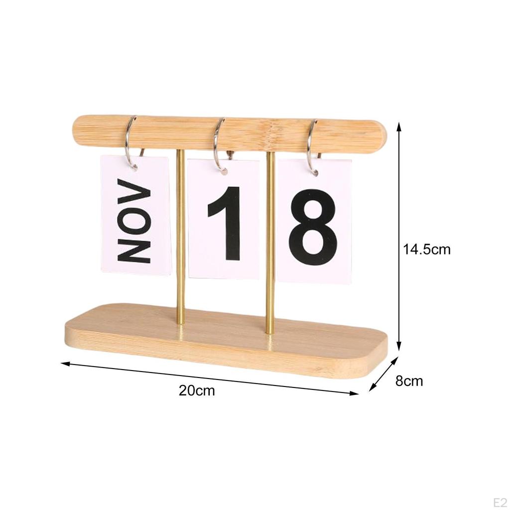 Schreibtischkalender Ständer Holzrahmen Seitenumschlag Umblätterer Ewiger Kalender für Küche Heimdekoration