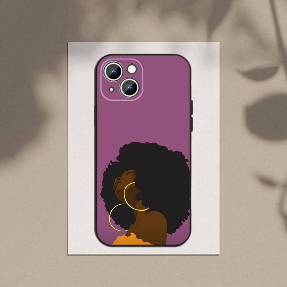 Afro Girls Art  Phone Case Phone Case For Apple iPhone 15,14,13,12,11,XS,XR,X,8,7,Pro,Max,Plus,mini Silicone Black Cover