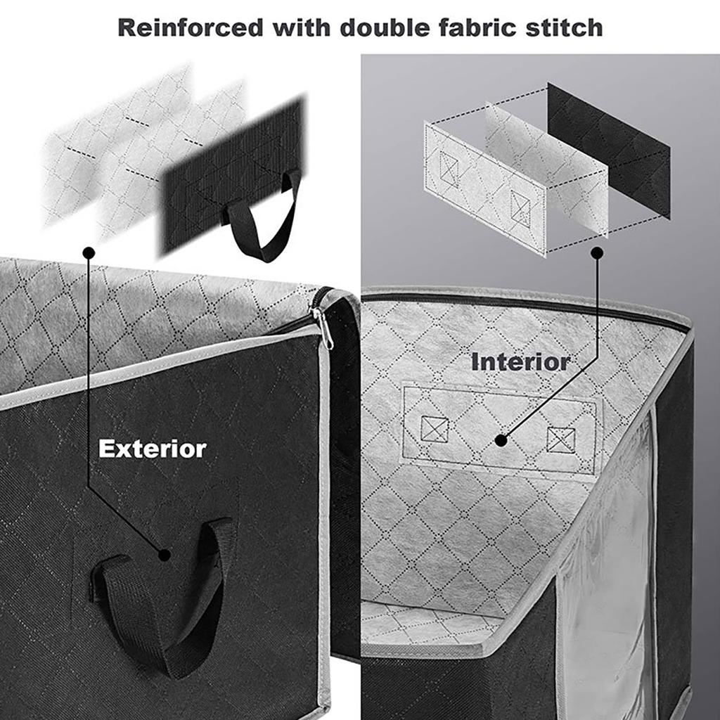 4 Pack Large Capacity Foldable Clothes Storage Bag  with Clear Window,Reinforced Handle Thick Fabric for Comforters, Blankets, Bedding, Clothes with S