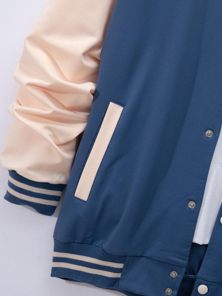 Men's Color Block Baseball Jacket and Track Pants Set