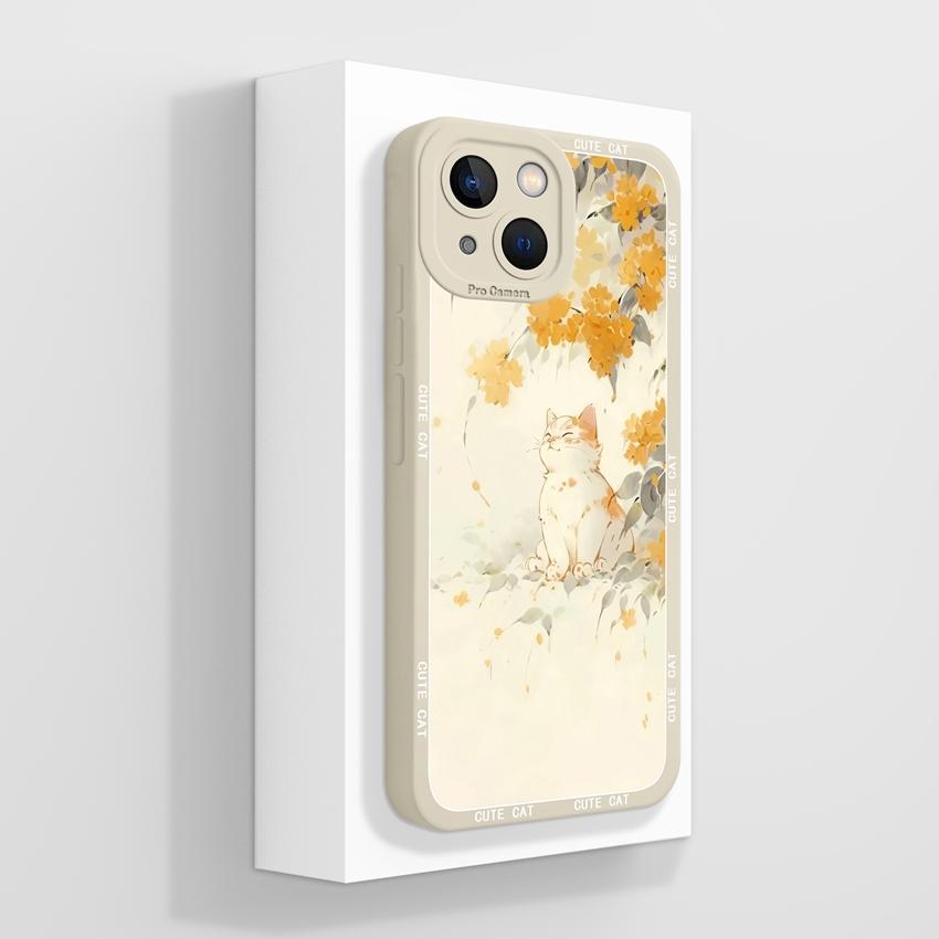 

Чехол для iPhone 13 14 15 16 Mini Plus Pro Max 16e Модные Изящные Растения Цветы Чехлы для Телефона Жидкий Силикон Ударопрочная Защита для iPhone Накладка iPhone 16 Pro Max