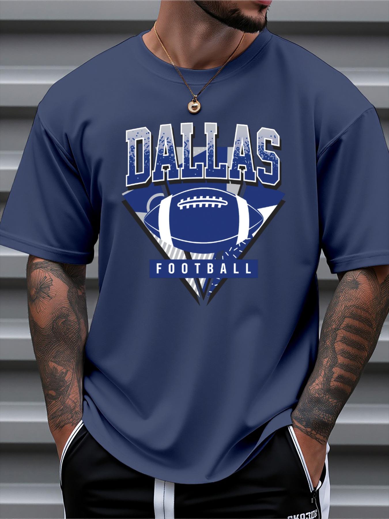

Summer Dallas Football Themed 3D Print T Shirt For Man Casual Slim Fit Round Neck Short Sleeved T-shirt Top S темно-синий