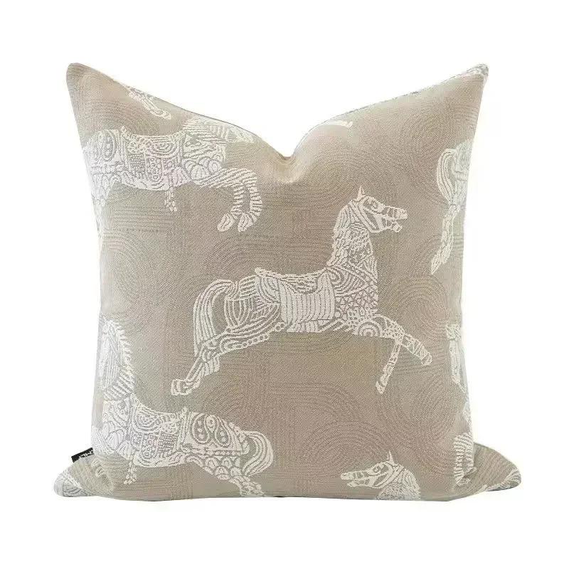 New Oat Color High End Geometric Jacquard Cushion Cover Double-Sided Modern Light Luxury Pillow Covers Decorative Decor Home