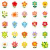 New 50 Cartoon Colorful Sun Flower Stickers Kawaii Healing Smiley Face Little Flower Children's Reward Stickers