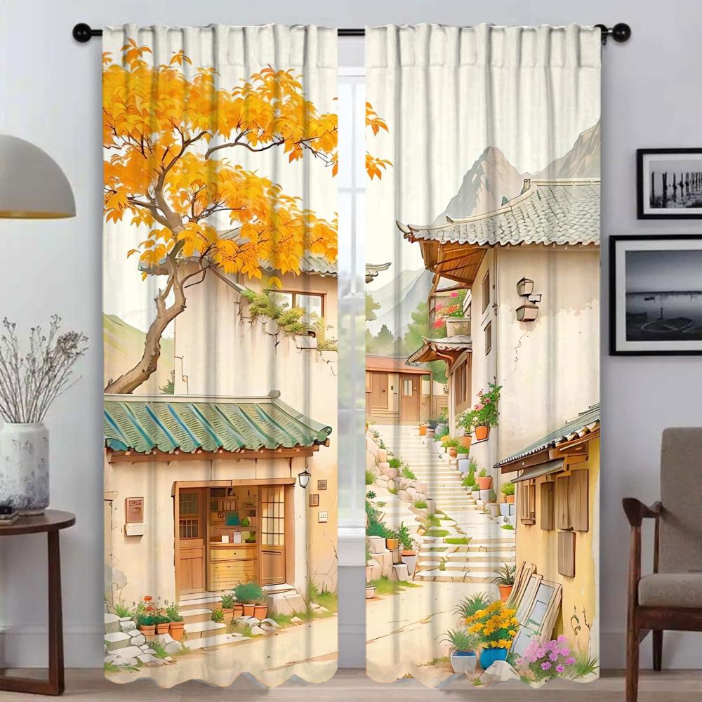 Autumn Days Myggnät 2 Delar Tyll för Sovrum Mörkläggningsgardin Avskärmning Rullgardiner Heminredningsgardiner Rum