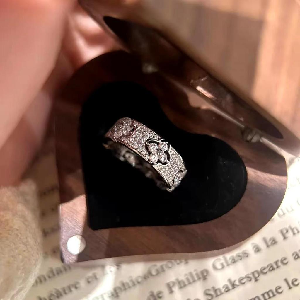 Franse Luxe Vierklapper Gipsbloem Diamant Bloem Eeuwigheidsring voor Vrouwen