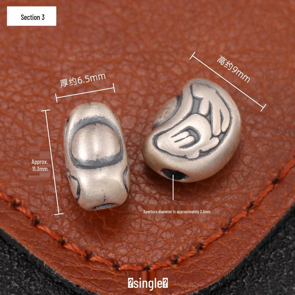 Sterling Silver S999 Wealth Copper Coin Beads: DIY Spacer Beads for Red String 3D Bracelet Jewelry