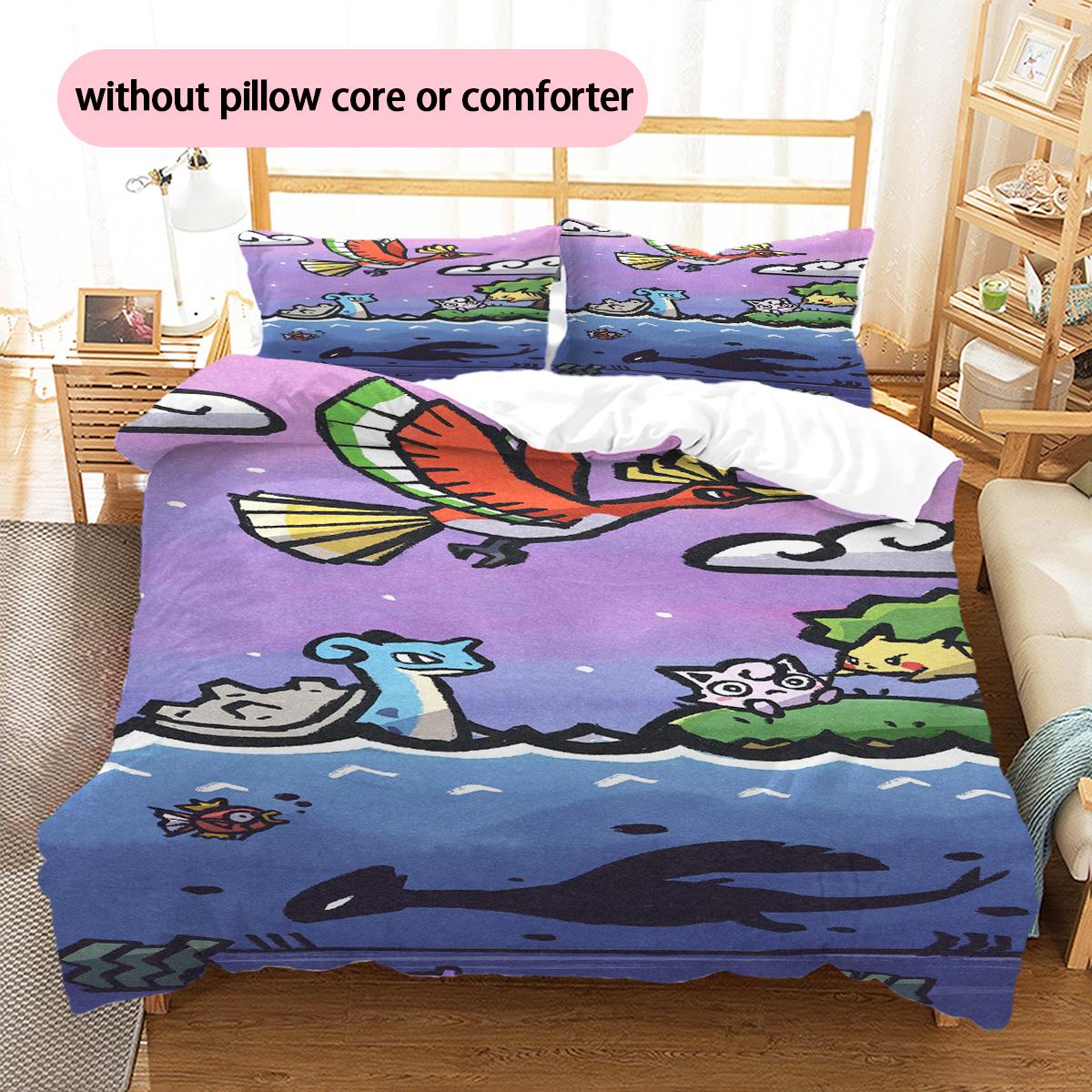 

Pokémon Pikachu Eevee Pattern Bedding Home Decoration Birthday Gift (1 * duvet cover + 2 * pillowcase, without core) 135x200cm